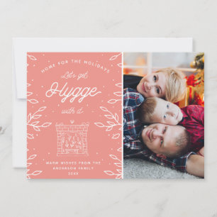 Mysiga Hygge Modern Scandinavian Coral Rosa Photo Julkort