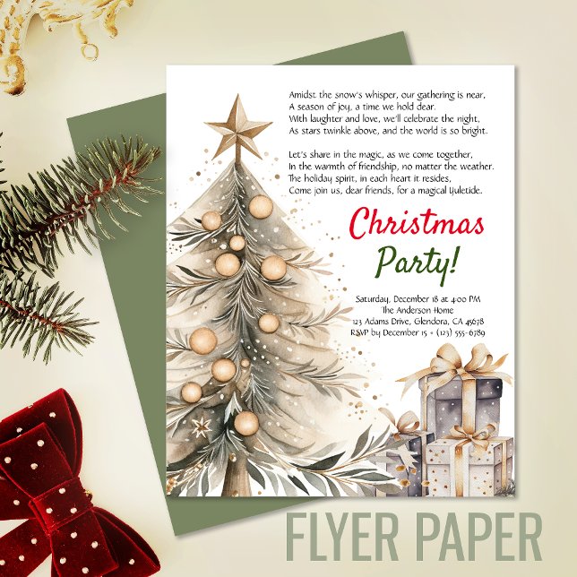 Mysiga jul Party Julafton Träd | Inbjudan till Dik Flygblad (Exceptional value: budget-friendly Christmas invitation for memorable events and cost saving!)
