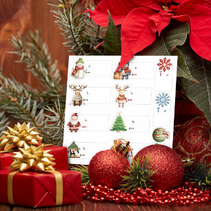 Mysiga Juletiketter Vattenfärgsuppsättning 11 pc Klistermärken