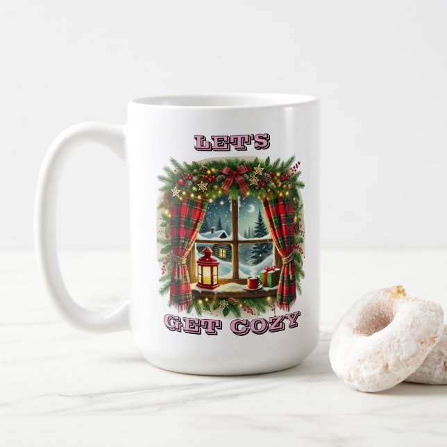 Mysiga julfönstret med Snö och Dekorationer Kaffemugg (Med munk)