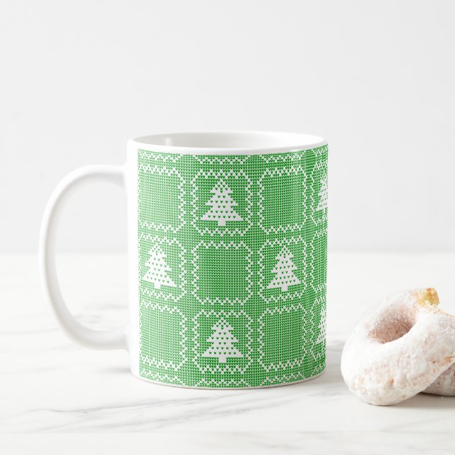 Mysiga Julgran fula tröjor som kontrollerats mönst Kaffemugg (Med munk)