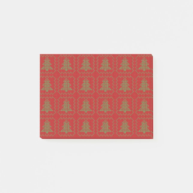 Mysiga Julgran fula tröjor som kontrollerats mönst Post-it Block (Framsida)