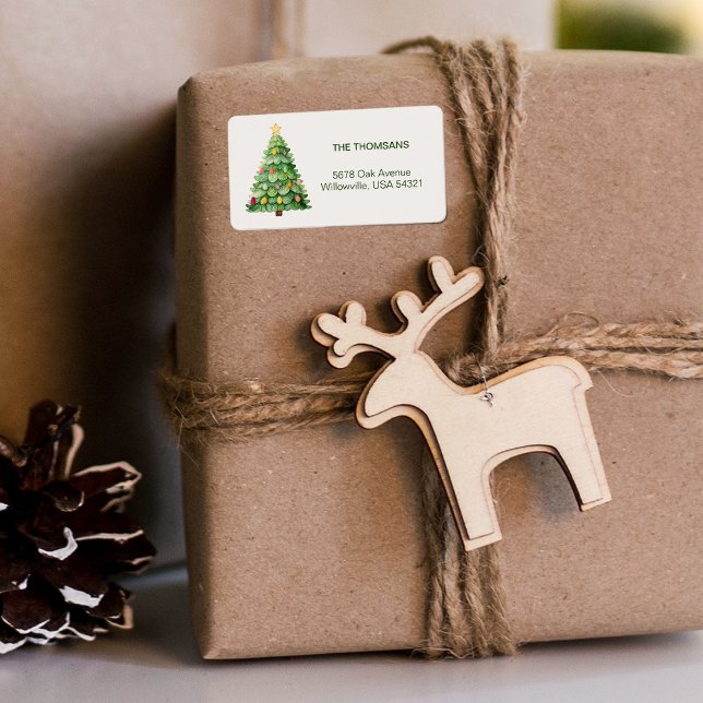 Mysiga Julgran Star-Returadressen Adressetikett (Cozy Christmas Tree Star Return Address Label
)