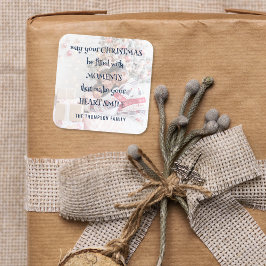 Mysiga julhälsningsfotoöverlägg Namn Fyrkantigt Klistermärke