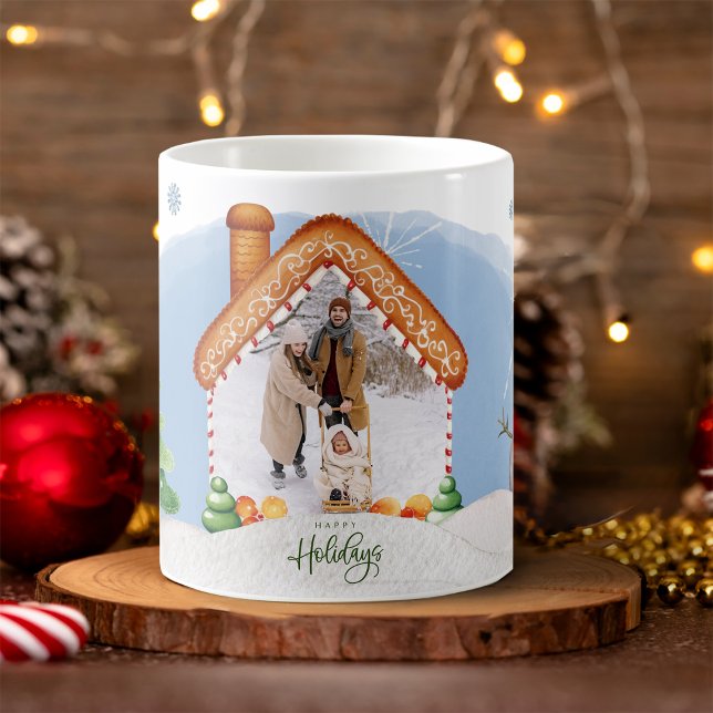 Mysiga julhuset Fotokaffe Mugg (Cozy Christmas Photo Gingerbread House Coffee Mug
)