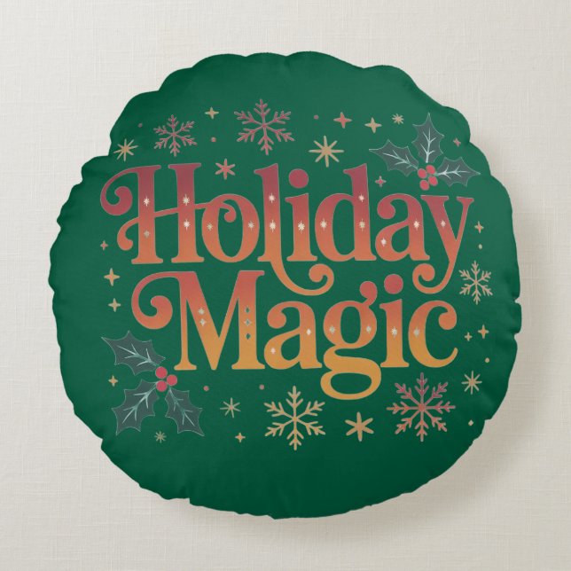 Mysiga julklapp Pillow | Cute Helgdag Decor Rund Kudde (Framsidan)