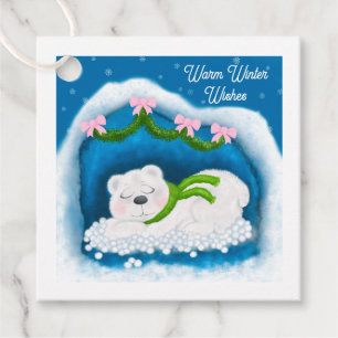 Mysiga julläggande Polar - Bear Cave-favorittaggar Gåvor Etiketter