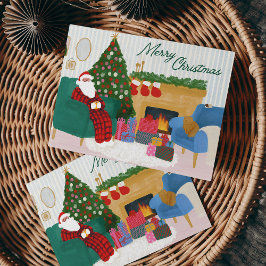 Mysiga jultomten i Pajamas Illustrated jul Card Julkort