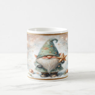 Mysiga julvinter Gnome Guld Snöflingor Kaffemugg