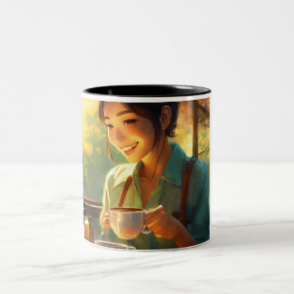 Mysiga kaffesjömil. Två-Tonad mugg