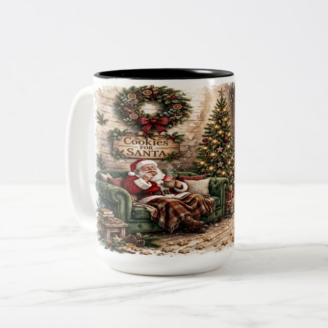  mysiga kakor till tomte jul,Tomte  Två-Tonad Mugg (Framsida vänster)