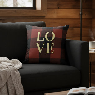 Mysiga Kärlek: Red and Black Play Flanals Design Kudde