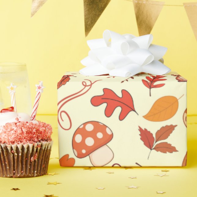 Mysiga kastanjer och Löv Papper för sömlös inkapsl Presentpapper (Födelsedagsfest)