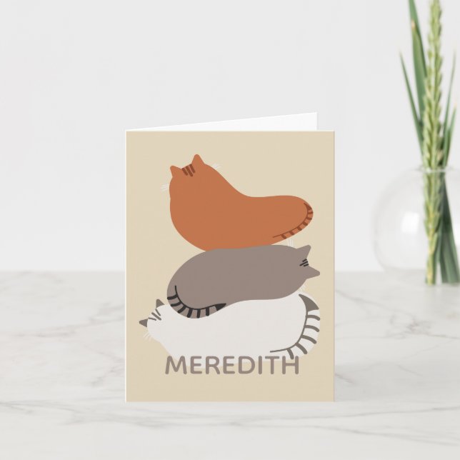 Mysiga Kattunge Napping Cats Personlig Note Cards Anteckningskort (Framsida)