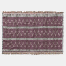 Mysiga Knittat Mönster Throw Blanket i Burgundy