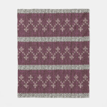 Mysiga Knittat Mönster Throw Blanket i Burgundy