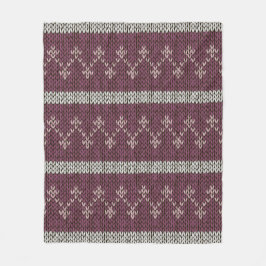 Mysiga Knittat Mönster Throw Blanket i Burgundy Fleecefilt