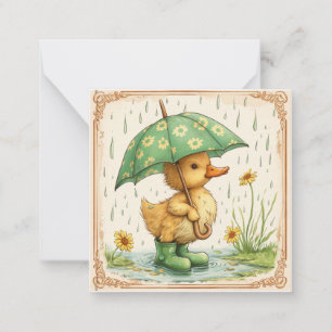 Mysiga kritiker & Lycklig Rain: Cute Duckling Anteckningskort