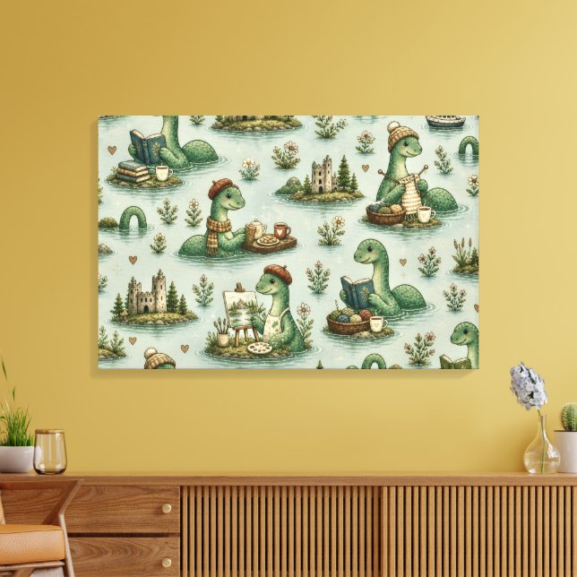  mysiga kryptider Nessie Loch Ness-monster hobby  Canvastryck (Insitu (Vardagsrum))
