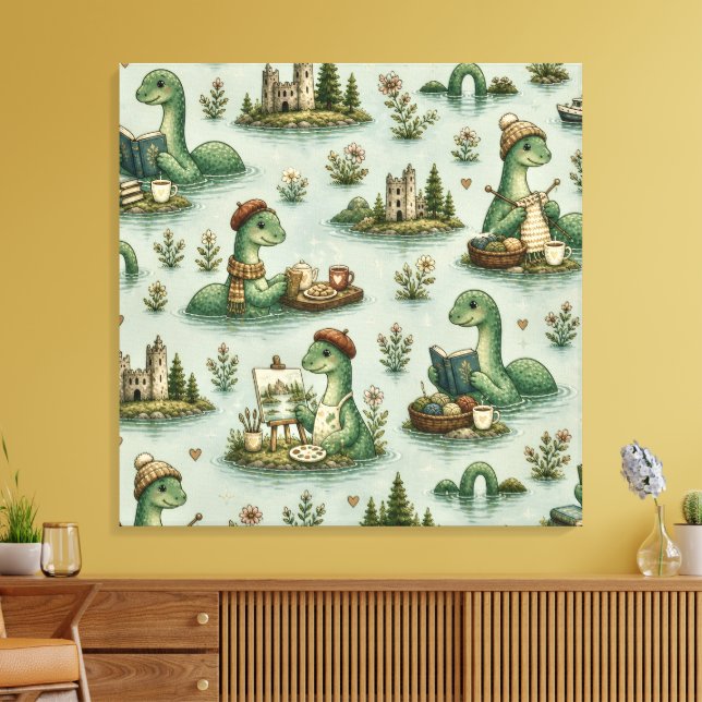  mysiga kryptider Nessie Loch Ness-monster hobby  Canvastryck (Insitu (Vardagsrum))