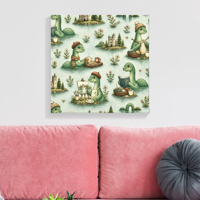  mysiga kryptider Nessie Loch Ness-monster hobby  Canvastryck (Insitu (Vardagsrum))