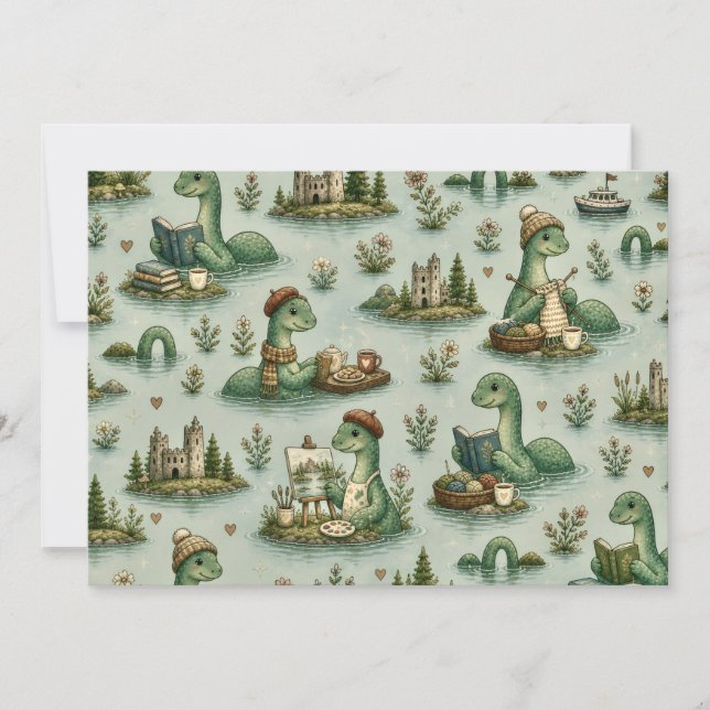  mysiga kryptider Nessie Loch Ness-monster hobby  Inbjudningar (Framsida)