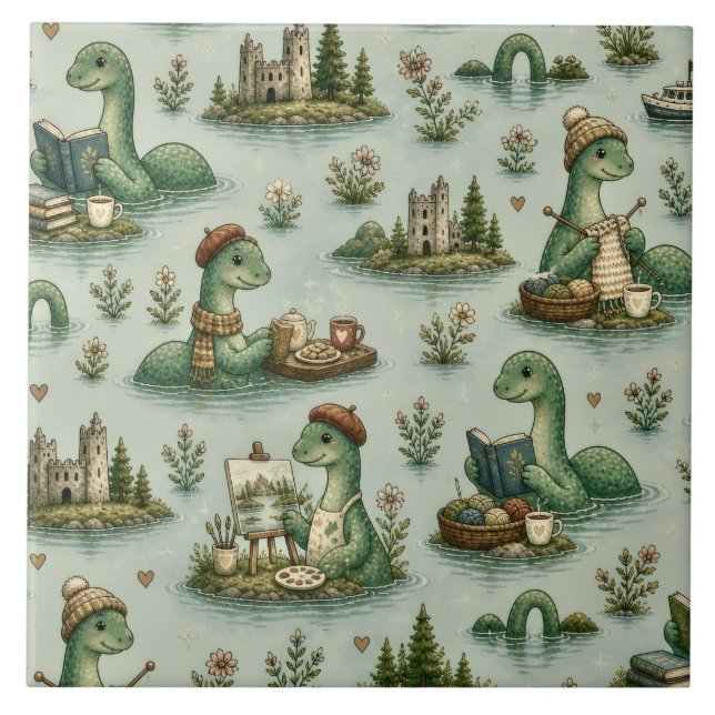 mysiga kryptider Nessie Loch Ness-monster hobby  Kakelplatta (Framsidan)