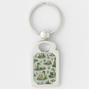 mysiga kryptider Nessie Loch Ness Monster hobby Rektangulärt Silverfärgad Nyckelring