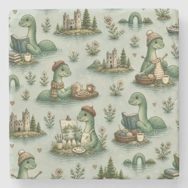  mysiga kryptider Nessie Loch Ness-monster hobby  Stenunderlägg (Framsidan)