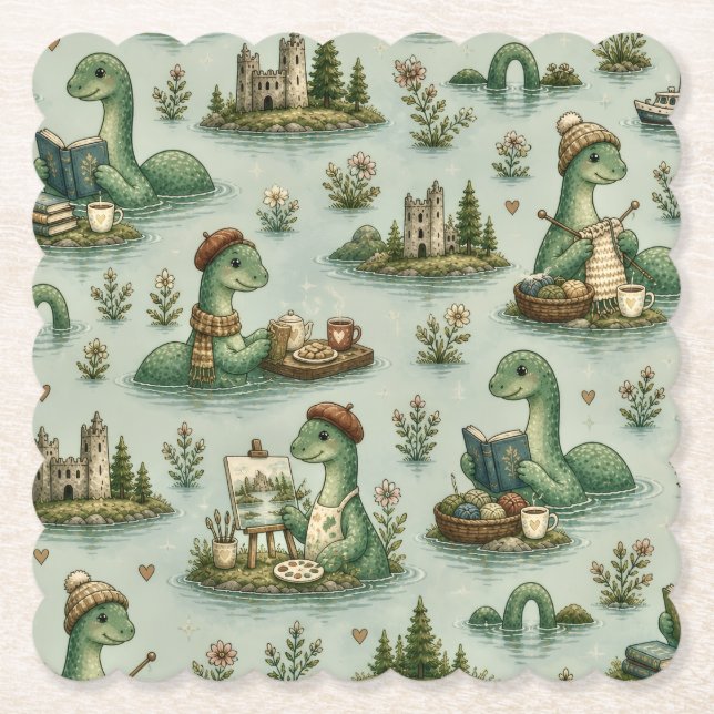  mysiga kryptider Nessie Loch Ness-monster hobby  Underlägg Papper (Framsida)