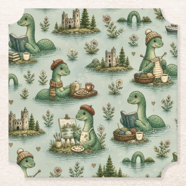  mysiga kryptider Nessie Loch Ness-monster hobby  Underlägg Papper (Framsida)