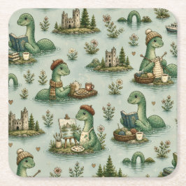 mysiga kryptider Nessie Loch Ness Monster hobby Underlägg Papper Kvadrat