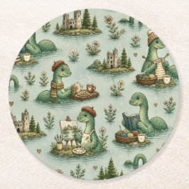 mysiga kryptider Nessie Loch Ness Monster hobby Underlägg Papper Rund