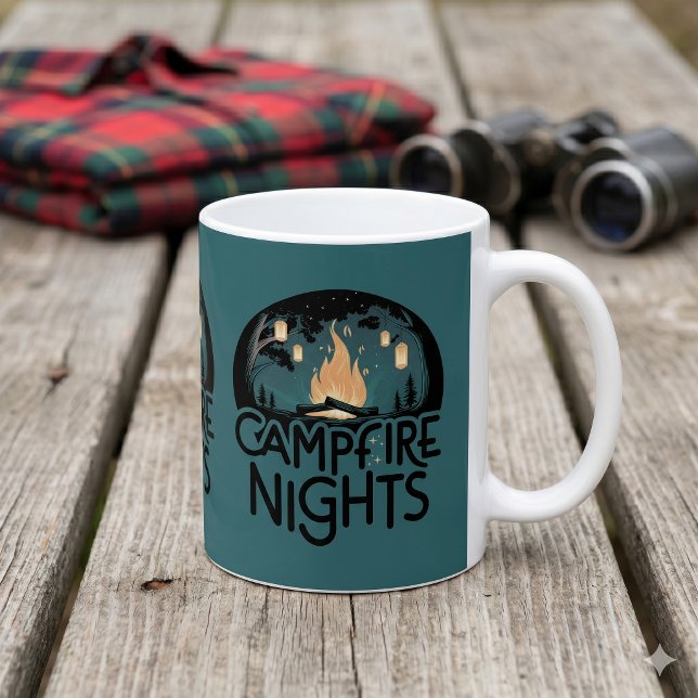 Mysiga lägereldnätter Rustik utomhusäventyr Kaffemugg (Cozy Campfire Nights Rustic Outdoor Adventure Coffee Mug)