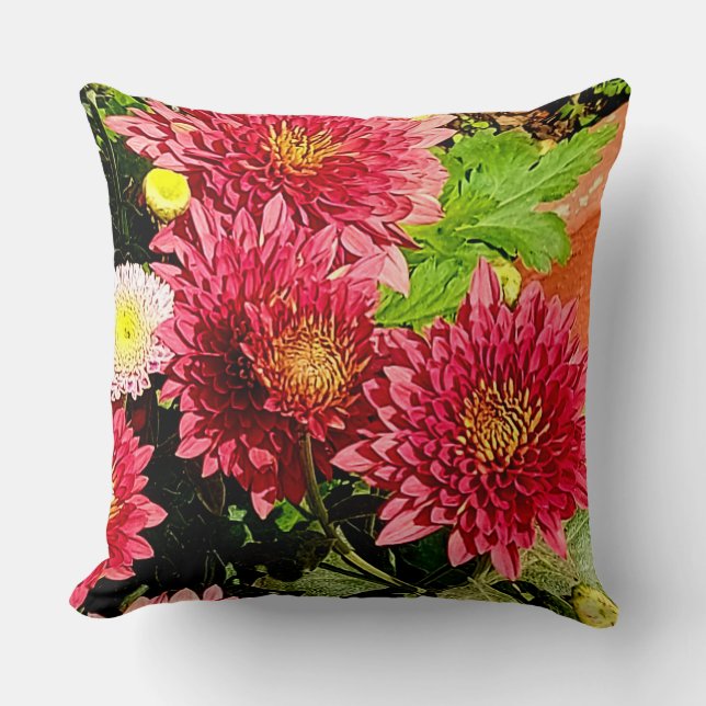 Mysiga ljusskpachrysanthemum Flowers Pillow Kudde (Framsida)