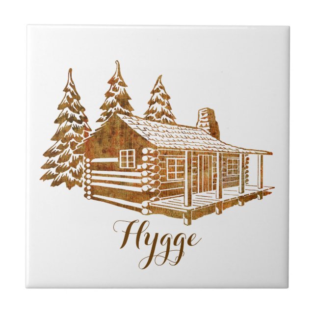 Mysiga loggskåp - Hygge eller egen text Kakelplatta (Framsidan)