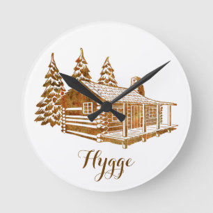 Mysiga loggskåp - Hygge eller egen text Rund Klocka