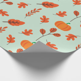 Mysiga Löv och Pumpkin Sömlös Wrapping Papper Presentpapper