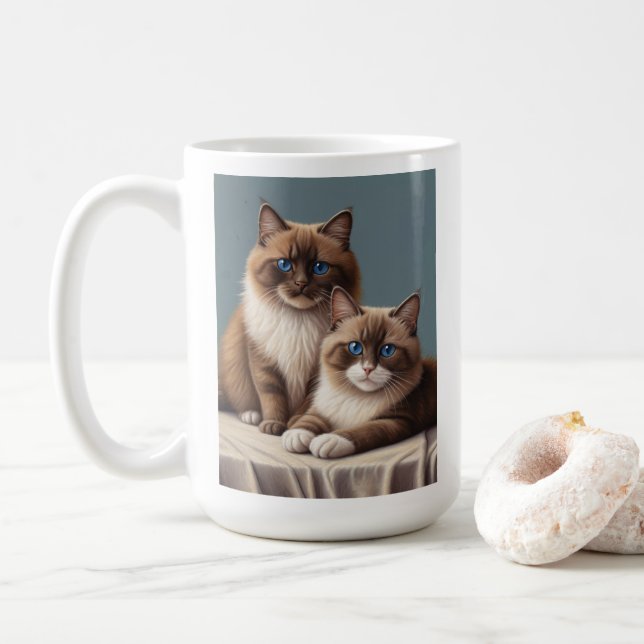 Mysiga par av Ragdoll Cats Fluffy Pet Art Kaffemugg (Med munk)