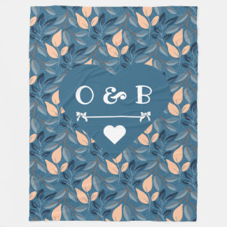 Mysiga Par Hearts och Rainforest Löv Fleecefilt