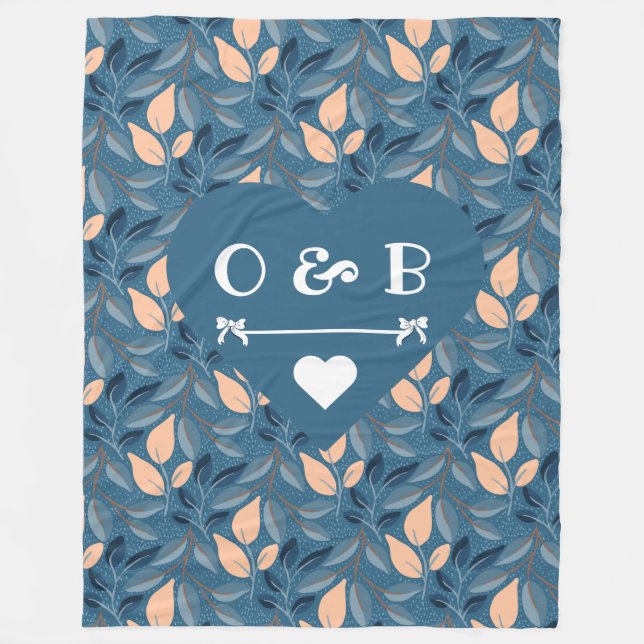 Mysiga Par Hearts och Rainforest Löv Fleecefilt (Framsidan)