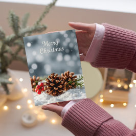Mysiga Pinecone och Snö God jul Kort