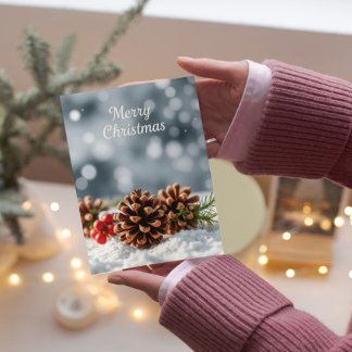 Mysiga Pinecone och Snö God jul Kort