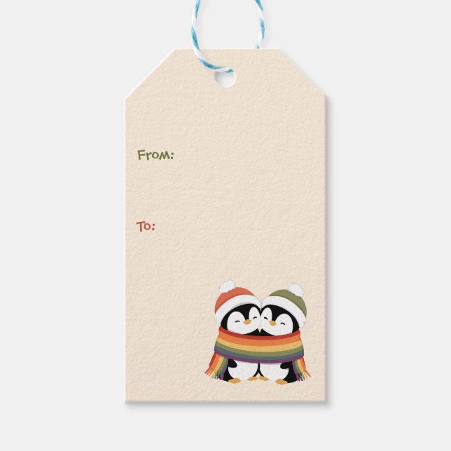  mysiga Pride Pingviner Jul Presentetikett (Framsidan)