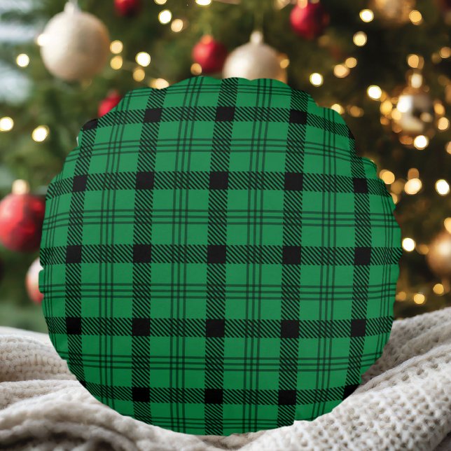 Mysiga program för grönt och svart rund kudde (Skapare uppladdad)