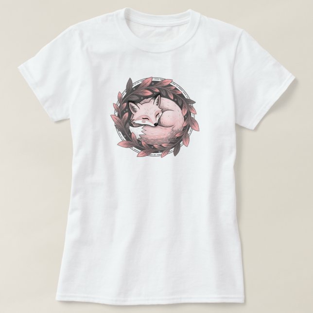 Mysiga räv i Höst löv | ENDAST VITA T Shirt (Design framsida)