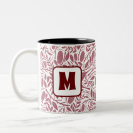 Mysiga Retro Red-Personligen i jul, Monogram Två-Tonad Mugg