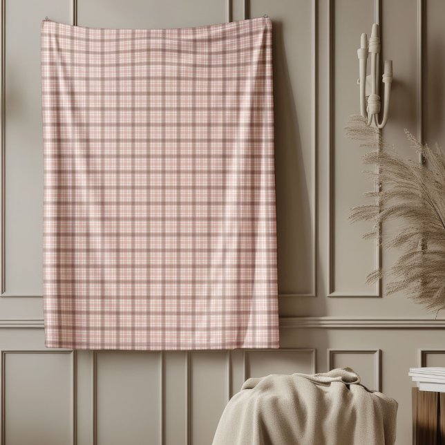 Mysiga Ro-Guld-pschaktblanket för Elegant Fleecefilt (Cozy Rose Gold Plaid Blanket for Elegant Comfort)