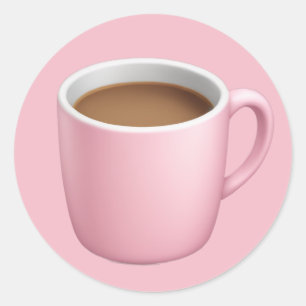 Mysiga Rosa Coffee Mugg Emoji Runt Klistermärke