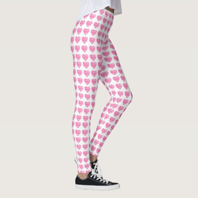 Mysiga Rosa Heart Designer Leggings (Höger)